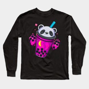 Starry Panda Bubble Tea - Pink Panda Long Sleeve T-Shirt